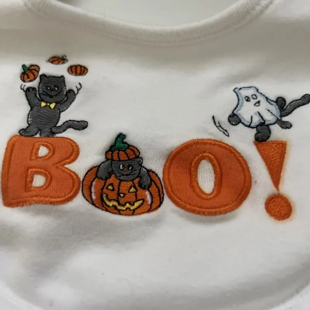 Set Of 2 Embroidered Happy Halloween Bibs